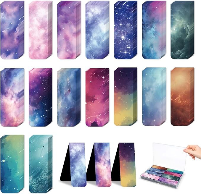96 Pieces Magnetic Bookmarks Magnet Page Markers - Book Marks for Reading Women & Men with Storage Boxes - Cute Magnet Bookmark Clips for Reading Pleasure（Stars）