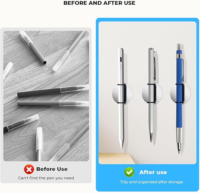 10 Pack Magnetic Pen Holder for Refrigerator, Adjustable Pen Pencil Holders, Silicone Flexibl Pencil Holder for Whiteboards, Desk, Clipboard(White)