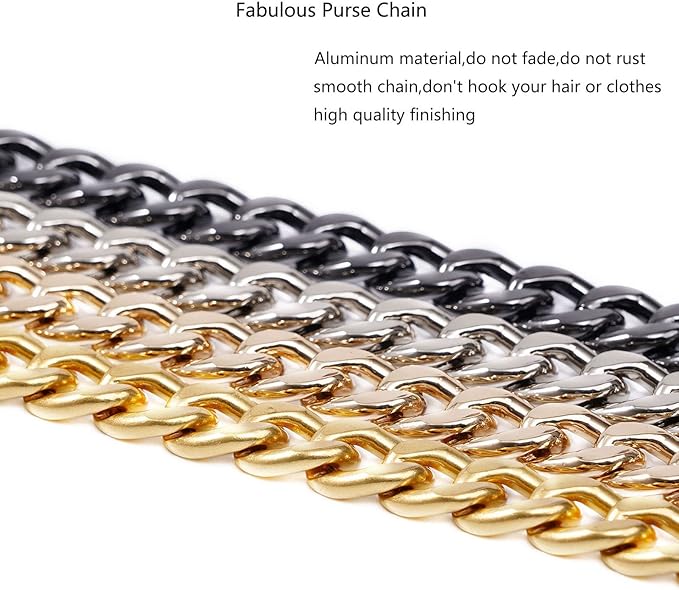 Medium Size Fabulous Metal Shoulder Crossbody Purse Strap Replacement Bag Chain Accessories (48‘’, Silver)