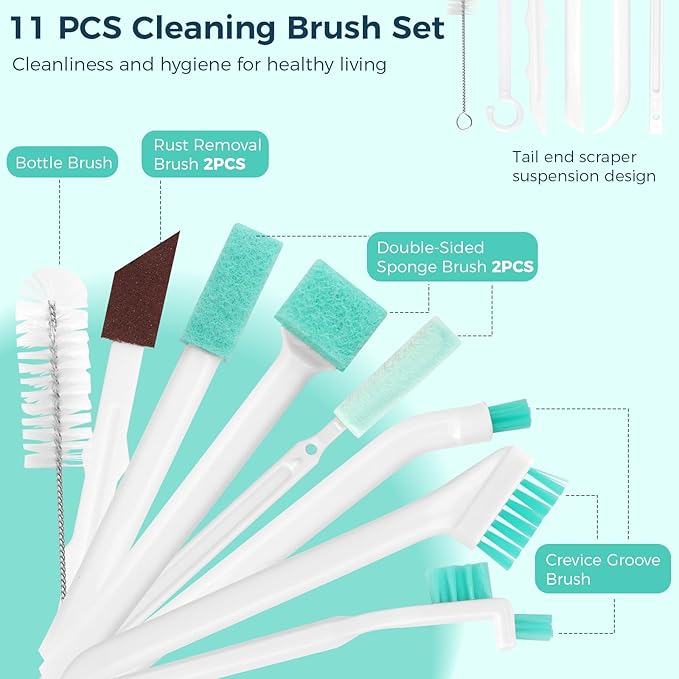 11 Pcs Humidifier Cleaner Brush Set, Crevice Cleaning Brush Small Detail Cleaning Brushes for Humidifiers, Keyboards, Tiles, Bottles & Tight Spaces | Portable Home/Travel Clean Tools