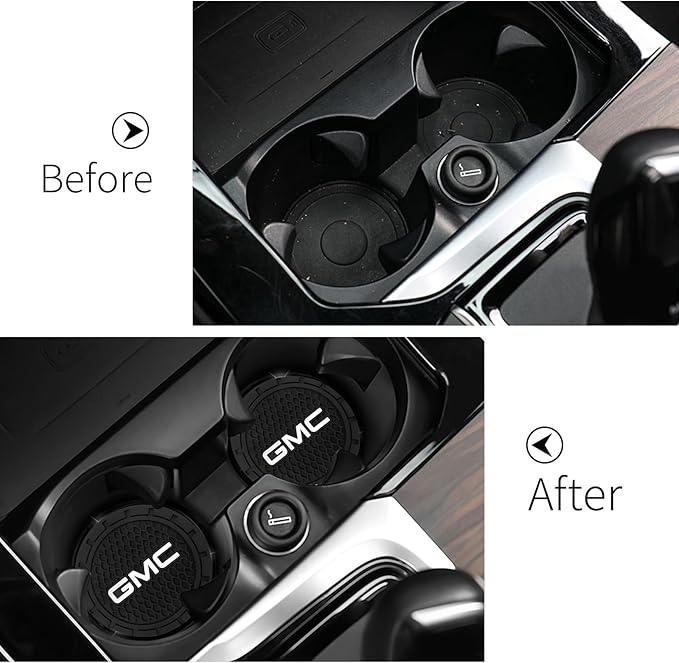 Car Cup Holder Coaster for GMC Sierra Denali Canyon Terrain Yukon Jimmy Acadia Recessed Silicone Cupholder Coaster Interior Accessories 2.75in 2Pack