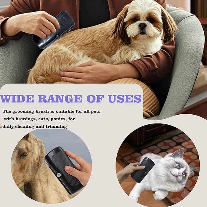 Metal Comb - Short Hair Dog Grooming Tool for Cats， Dogs & Horses, Stainless Steel Hair Removal Brush for Shedding Control & Skin Massage