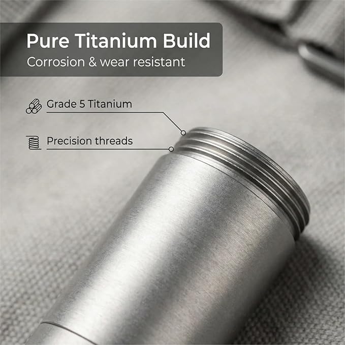 Titanium Keychain Pill Holder - Compact, Durable, and Waterproof 3-Compartment Small Pill Case - Portable and Versatile Medicine Container for Everyday Use and Travel (Titanium Grey)