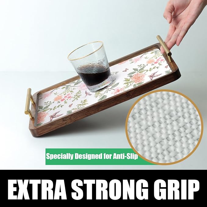 Bird Floral Shelf Liners Non Adhesive and Strong Non-Slip Shelf and Drawer Liners for Kitchen Cabinet Wire Fridge, Waterproof Shelf Drawer Liner,Easy to Clean,12IN x 10FT