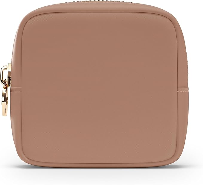 Embla Makeup Bag Travel Cosmetics Pouch and Toiletry Bag, Nylon Zipper Pouch Purse, Cute Make Up Organizer Storage Tote for Women Girls, Travel Skincare Case, Small Makeup Bags, Mocha Mousse