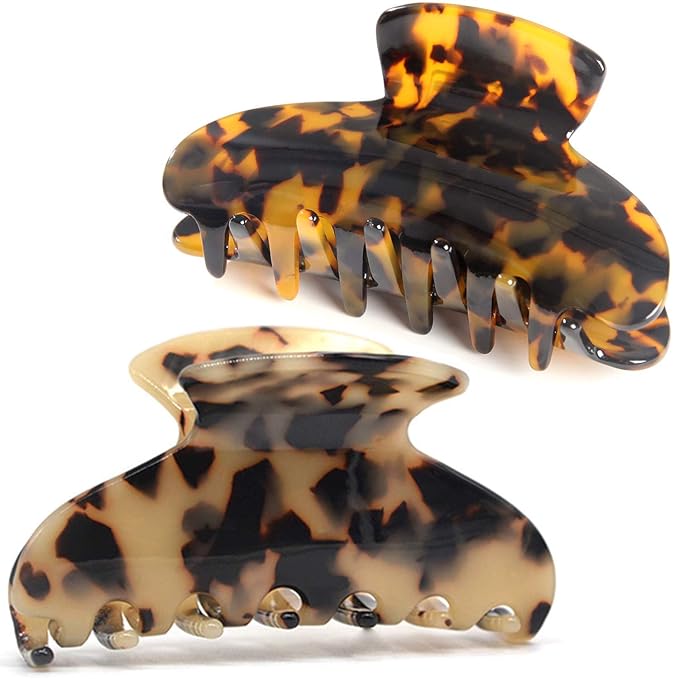 2 Pack Big Hair Claw Clips Tortoise Shell Nonslip Large Claw Clip For Women Celluloid Leopard Print Jaw Clips For Thick Hair
