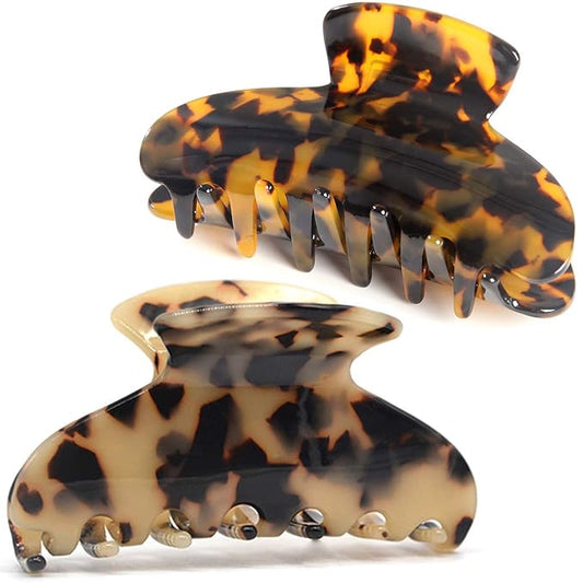 2 Pack Big Hair Claw Clips Tortoise Shell Nonslip Large Claw Clip For Women Celluloid Leopard Print Jaw Clips For Thick Hair