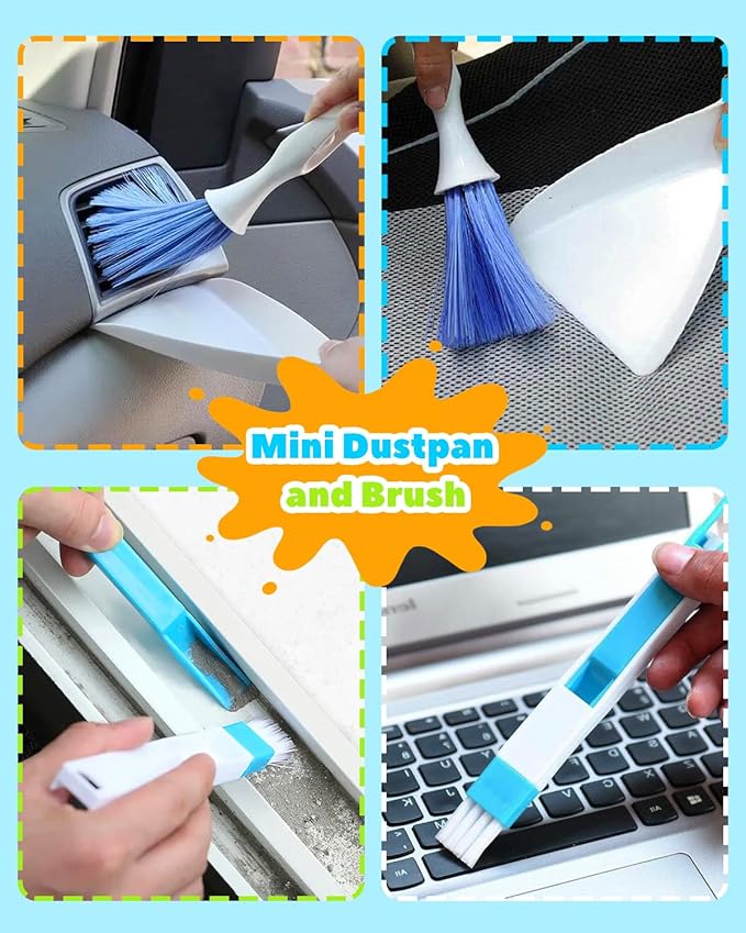 11 Pcs Blind Cleaner Duster Tool Kit – Mini & Window Blinds Cleaner Brush Set, Air Vent & Track Cleaning Tools, Window Groove & Sill Scrubber for Home, Car, AC, Sliding Doors - Green