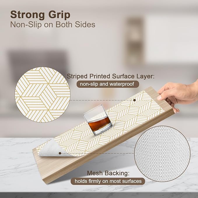 OcePor Non-Adhesive Drawer and Shelf Liner 17.5IN x 30FT，Non-Slip Kitchen Cabinet Liner Non-Adhesive Thick Strong Grip Waterproof Washable