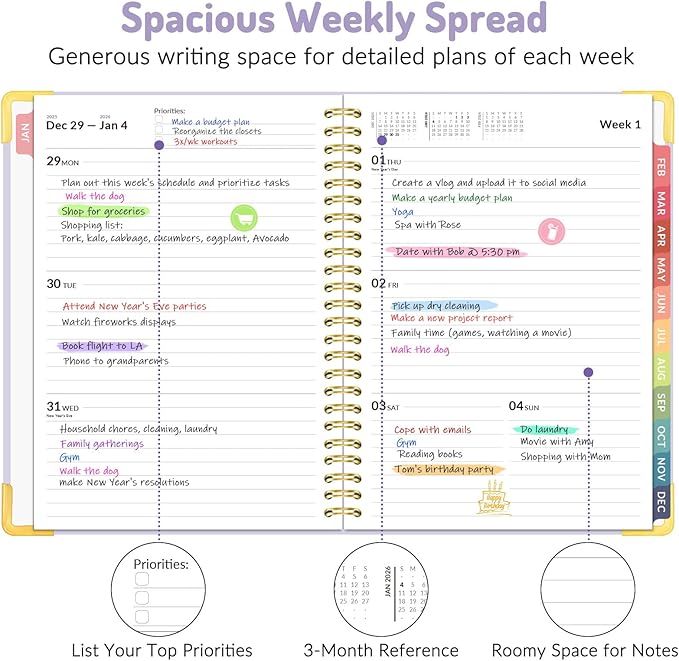 2026 Planner, Forvencer Calendar Planner Weekly and Monthly, Jan 2026-Dec 2026, 6" X 8", Hardcover Agenda Book, Daily Journal Organizer with Inner Pocket, Notebook for Office School, A5, Off-white