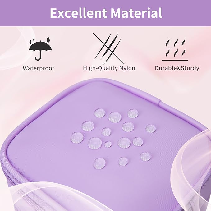 2PCS Small Makeup Pouch, Double Zipper Cosmetic Bag, Travel Makeup Bag, Cute Makeup Bag for Purse, Mini Toiletry Bag (Blue+Lilac)