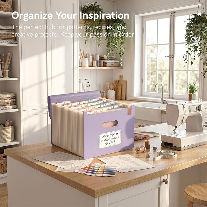 ABC life 26 Pockets Accordion File Organizer, High Capacity Expanding File Folder for Letter A4 Size, Portable Document Holder with A-Z Tabs for Tax Receipt, Teacher & Home Office -Dusty Lavender