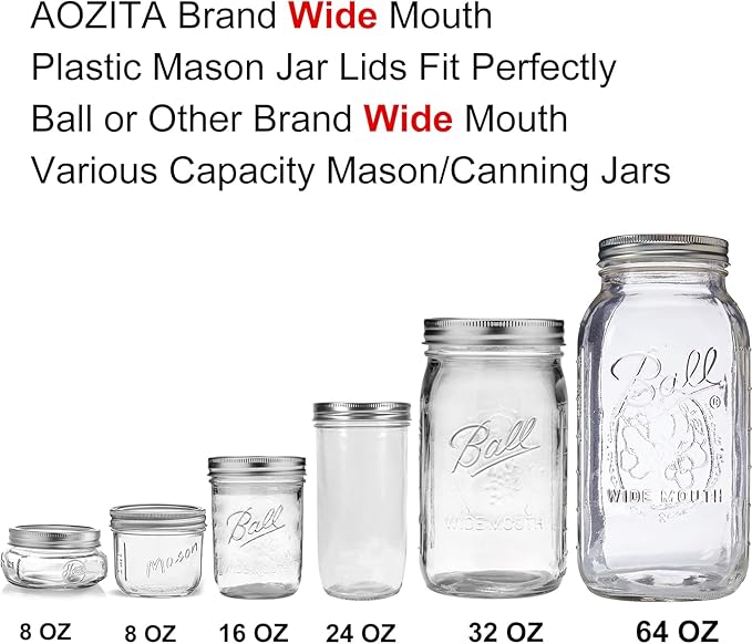 10 Pack Plastic Wide Mouth Mason Jar Lids for Ball, Kerr and More - Multicolor Storage Caps for Mason Jars, Canning Jars - Leak-Proof, Dishwasher Safe & Food Grade