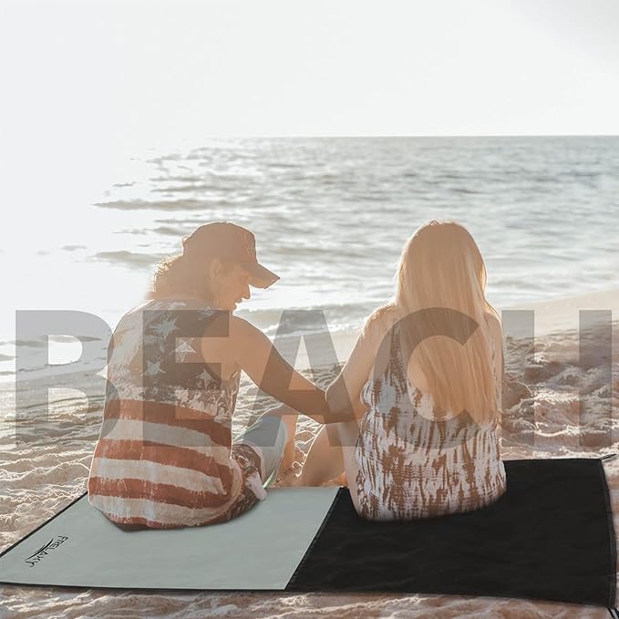 Frelaxy Pocket Picnic Blanket, Waterproof Sandproof Beach Mat, Compact Camping Tarp for Festivals, Hiking, Travel, Outdoor Recreation (Grey, 28" x 47")