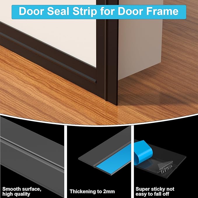 Weather Stripping Door Seal, Draft Seal for Frame and Gaps Draft Stopper,Glass Shower Door Sweep, Black, 20 Feet x 1 Inch