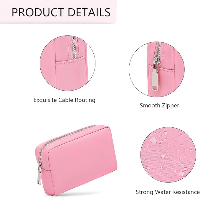 Waterproof Makeup Bag Large Capacity Women's Classic Black Wash Bag Adjustable Partition Wash Bag Brush and Cosmetic Carrying Bag… (Pink)