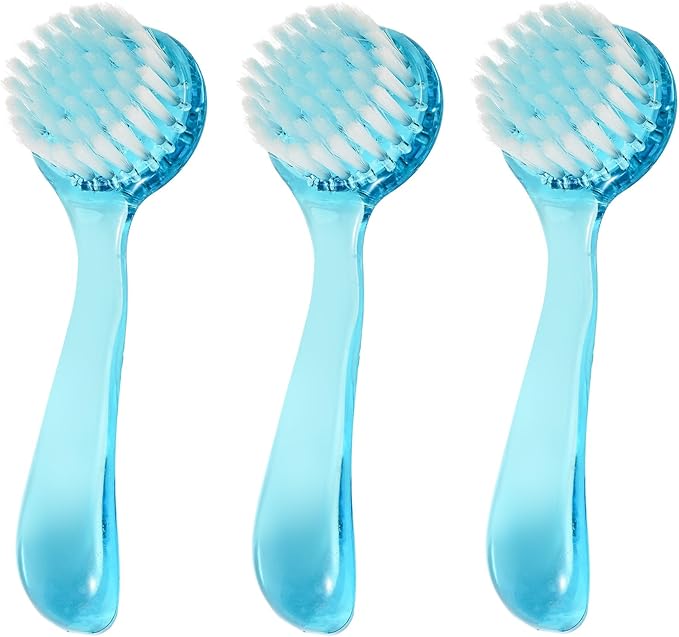 3 Pcs Facial Cleansing Brush, Manual Face Brushes for Cleansing and Exfoliating, Face Scrubber to Massage, Deep Pore Exfoliation, Makeup Remove and Skin Care with Soft Bristles, Clear Blue