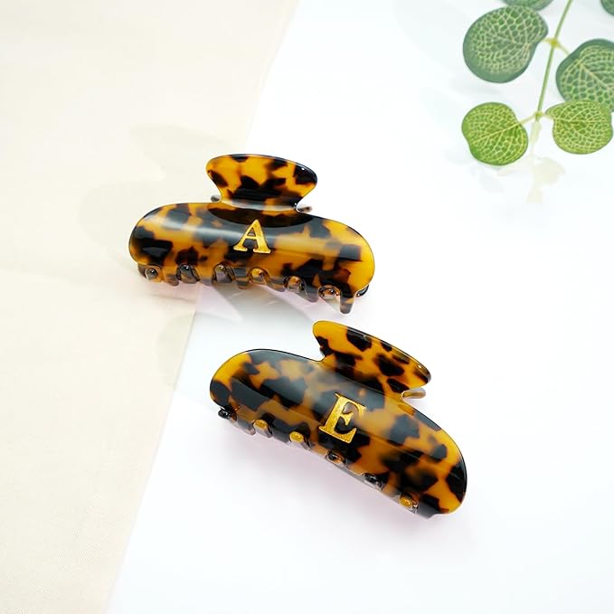 Acrylic Letter Hair Clips for Women - Tortoise Shell Monogram Hair Claw Alphabet Large Hair Clip, Fashion Glitter Claw Clips Elegant And Durable Hair Accessory, Letter L