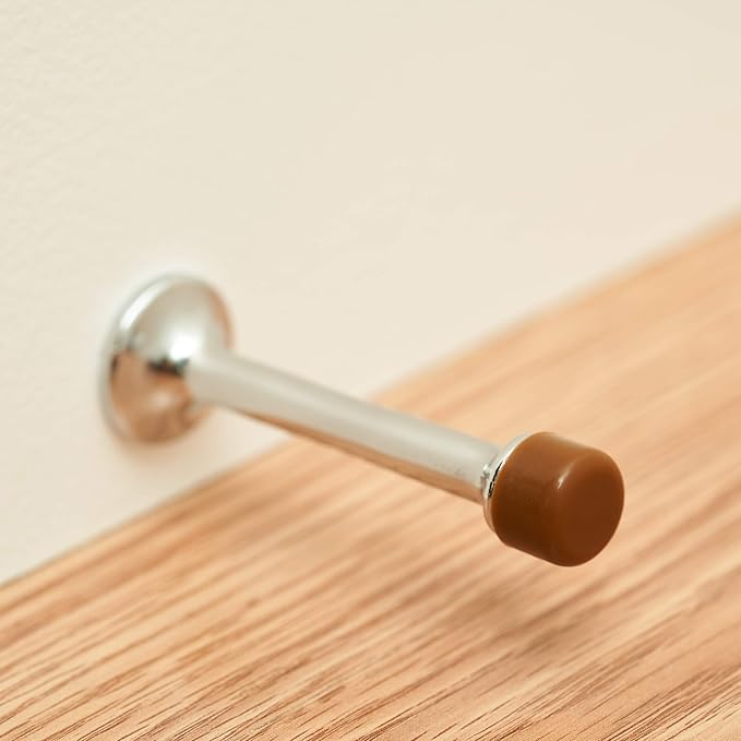 Premium Rubber Door Stop Stud Replacement Tips – Doorstopper Bumpers, Spring Hinge End Caps for Wall & Floor Protection – Universal Size (Brown)