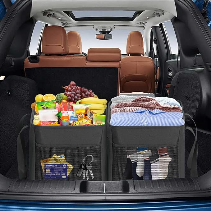 LHZK Standing Extra Large Utility Tote Bag with Metal Wire Frame and the Sides Rinforced, Extra Large Tote Bag with Handle, Reusable Grocery Bags Foldable, Beach Bag, Car Tote (Grey)