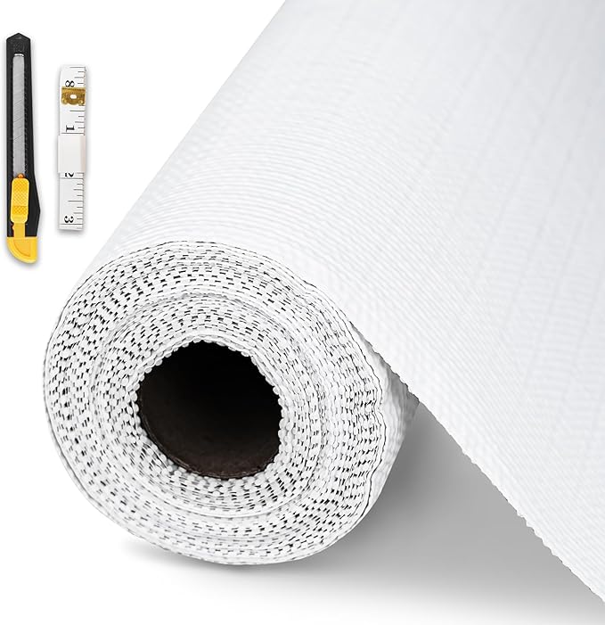 Drawer and Shelf Liner for Kitchen Cabinet,Non-Adhesive Cabinet Liner 12in x 30FT,Waterproof Shelf Paper Non-Slip Mats Cupboard Liners Contact Protect Dresser/Shelves/Table-White