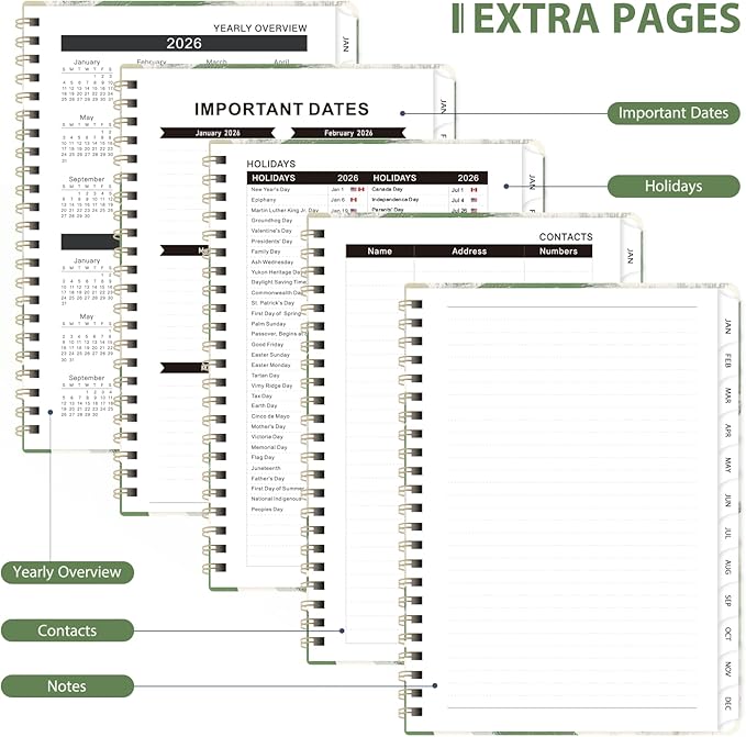 2026 Planner, Weekly and Monthly Calendar Academic Planner, Jan 2026 - Dec 2026, Planning Agenda Book for Desk Accessories and School Supplies - A5 (6.3'' x 8.5'')