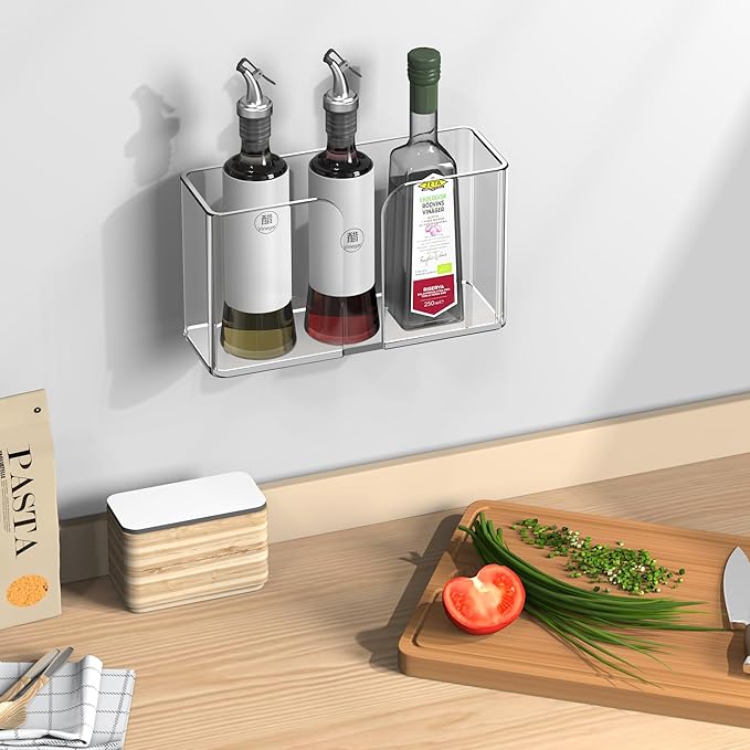 YIGII 3 Pack Acrylic Cabinet Door Organizer, Kitchen Cabinet Organizers for Tupperware Lid, Wall Mounted Clear Storage Bin for Pantry Door Organizer, RV Storage and Organization Heavy Duty Slim Basket