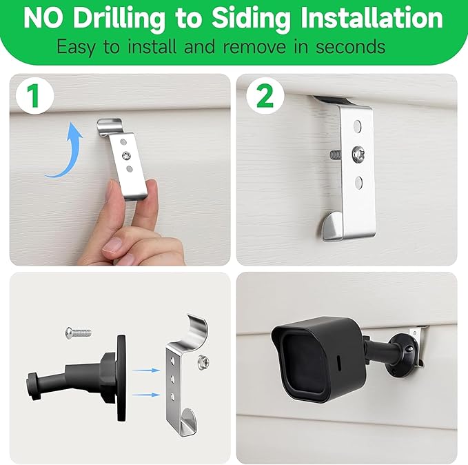 Cozcty Siding Hooks, 20 Pack Upgrade Outdoor Hooks with Screw Hold Up to 20lbs, Easy Install Soffit Hanger, No-Hole Stainless Steel Vinyl Siding Clips for Hanging Solar Lights, Home Decor, Wreaths