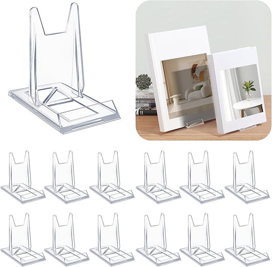 12 Pack Clear Acrylic Adjustable Desktop Book Stand & Display Easel for Tablet Phone Clutch Bag Plate Artwork Magazine Picture Comic Album CD Postcard - Home Office Back to School