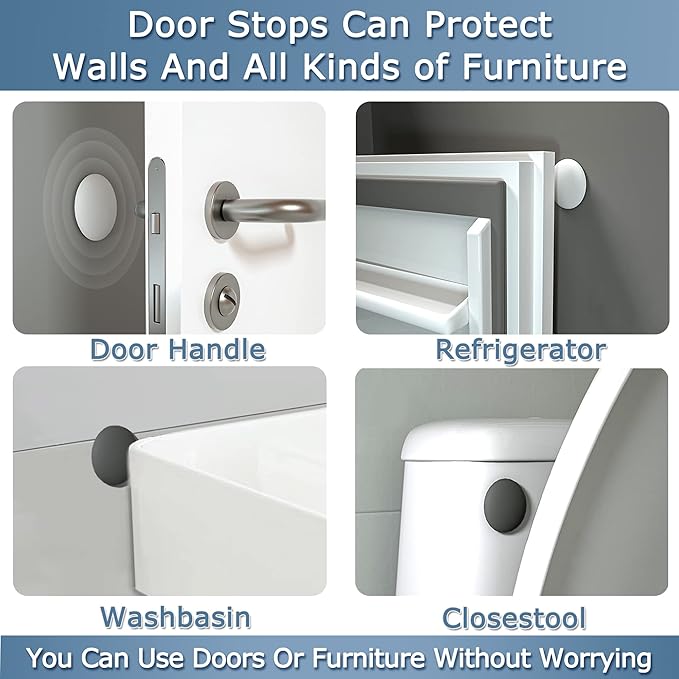 XoYoZo Door Stoppers Wall Protector Buffer Guard Doorknob Door Handle Bumper Self Adhesive Silencer Soft Rubber Crash Pad for Home Office