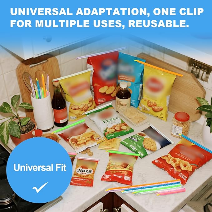 Food Sealing Sticks, Bag Clips 16 Pcs Reusable Bag Sealer Sticks Used For Sealing Various Sealable Snacks Cereal Foods Plastic Bag Sealers (S01-American style)