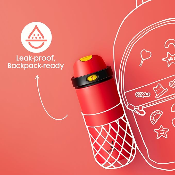 18 oz Kids Water Bottle for Sports: Meoky 18 oz Stainless Steel Insulated Water Bottle with 2-in-1 Straw and Spout Lid - Leak Proof, Cold for 24 Hours, BPA-Free for Teens Boys Girls, Heroic Red