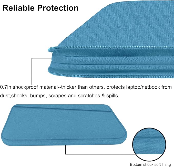 15.6 inch Laptop Sleeve, Slim Computer Carrying Bag Protective Cover Briefcase with Front Pocket, Durable Laptop Case for 15-16 Inch HP, Dell, Lenovo, Asus- Sky Blue