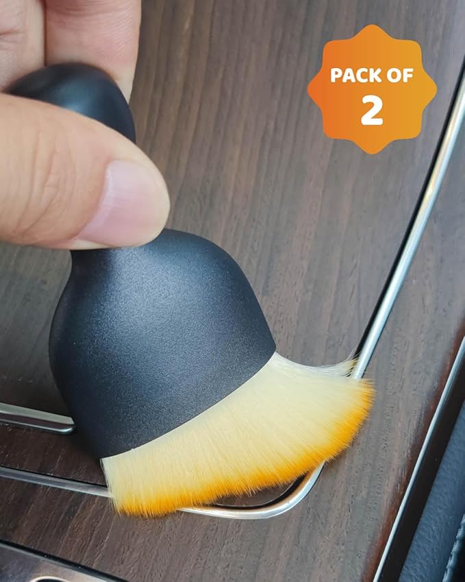 Car Cup Coasters, 4 Pack Universal Non-Slip Cup Holders Embedded in Ornaments Coaster, Car Interior Accessories, Black, Includes Car Duster Brush