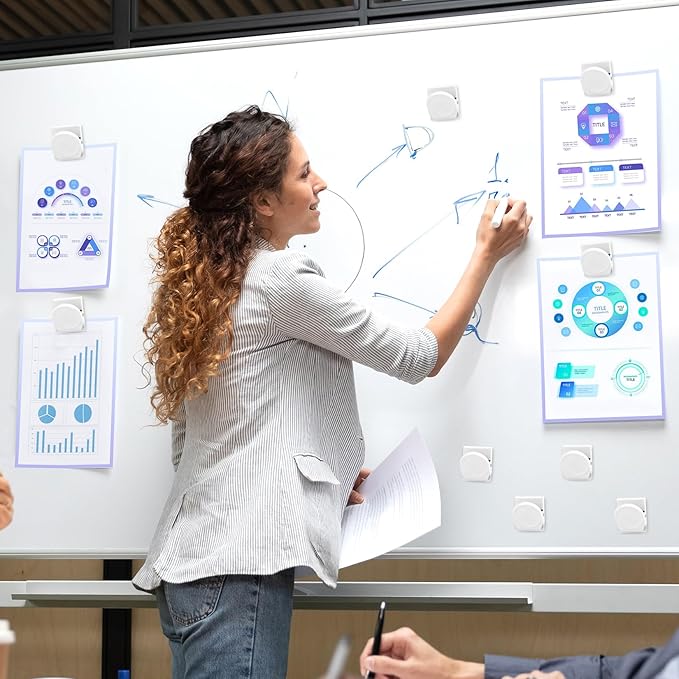 12 Pack Magnetic Clips Heavy Duty, White Magnet Clips for Fridge, Refrigerator Magnets, Strong Magnetic Clip, Scratch Free Magnets with Clip for Whiteboard, Refrigerator, Cruise, Locker