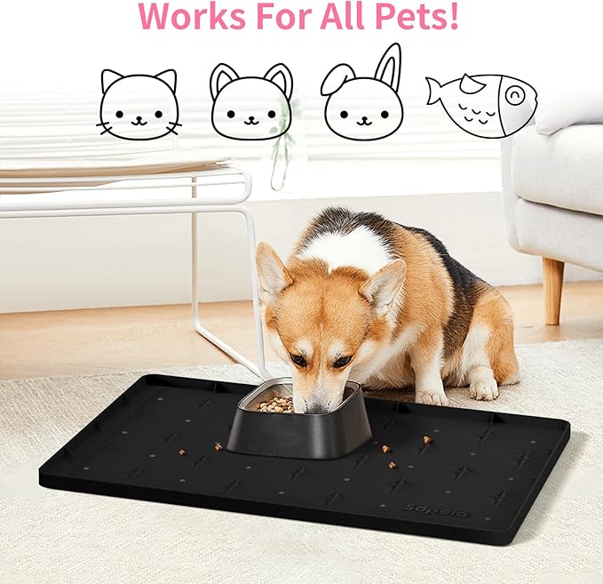 Sdpeia Under Sink Mat 22"×14" Waterproof Silicone Cabinet Liner & Sink Protector for Kitchen & Bathroom, Multi-Purpose Organizers Tray for Pets, Laundry, Cat Litter Mat, Black