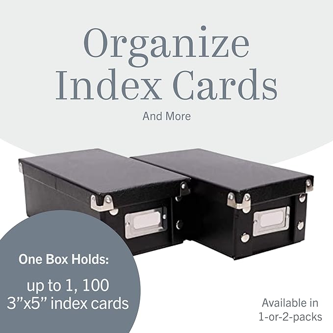 Snap-N-Store Index Card Holder Storage Box - Collapsible Organizer Box fits 1100 Flash Cards - Business, Recipe, or Note Card - 4 x 6, 1 Pack, Black