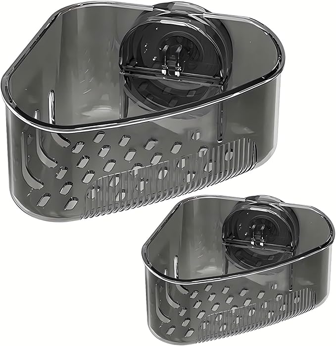 2PCS Sink Organizer Rack for Kitchen for Sponges, Scrubbers, Sink Corner Drain Box,with Adhesive Suction Cup Mount (Black)