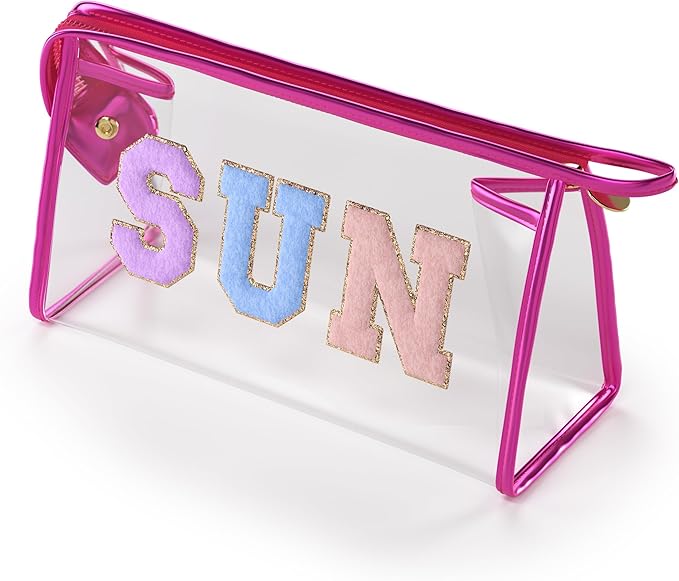 Embla Makeup and Lotion Bag - Waterproof Makeup and Sunscreen Pouch for Travel, Beach, Pool - Clear Zipper Pouch for Sunscreen and Cosmetics Storage, Durable Make Up Organizer for Beach Bag Essentials