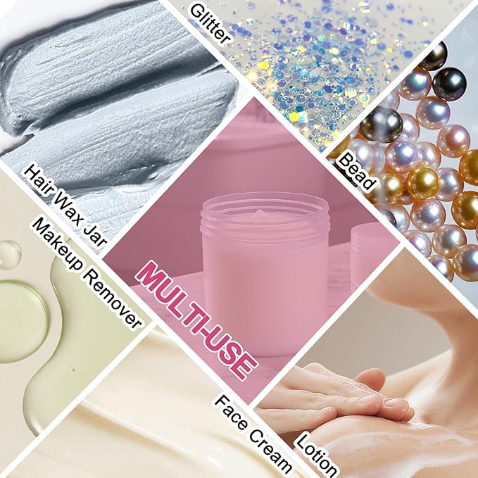 4 Pack 10oz Wide Mouth Travel Containers, PP Clear Leak Proof Travel Plastic Jars with Lids for Creams Lotion Cosmetic, Jewelry Beads, Sample, Small Items Storage