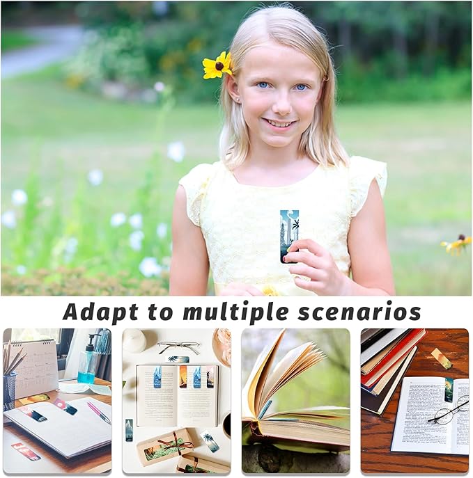 96 Pieces Magnetic Bookmarks Magnet Page Markers - Book Marks for Reading Women & Men with Storage Boxes - Cute Magnet Bookmark Clips for Reading Pleasure（Coconut Trees）
