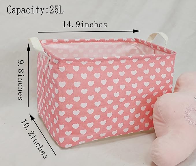 Women's DayStorage Basket Pink Collapsible Girls Laundry Basket Waterproof Organizer Nursery Bin Gift Toy Box for Organizing Home/Dorm/Kitchen/Pet/Office/Closet/Shelf/Room Decor