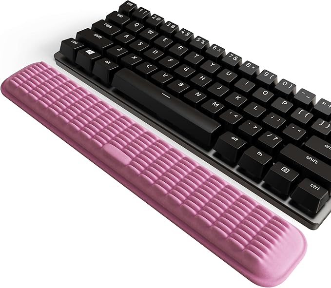 MEKASS Keyboard Wrist Rest for 60% Compact Keyboard, Ergonomic Soft Memory Foam Wrist Support with Non-Slip Silicone Base, Keyboard Pad Relieves Wrist Pain from Laptop, Computer, Typing (Pink)