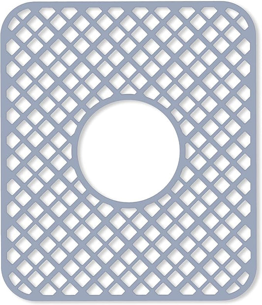 2 Pack Silicone Sink Protector for Kitchen Sink, Lozenge Pattern 13 x 11 inches Sink Grid Mat Silicone Protectors, Center Drain, Gray
