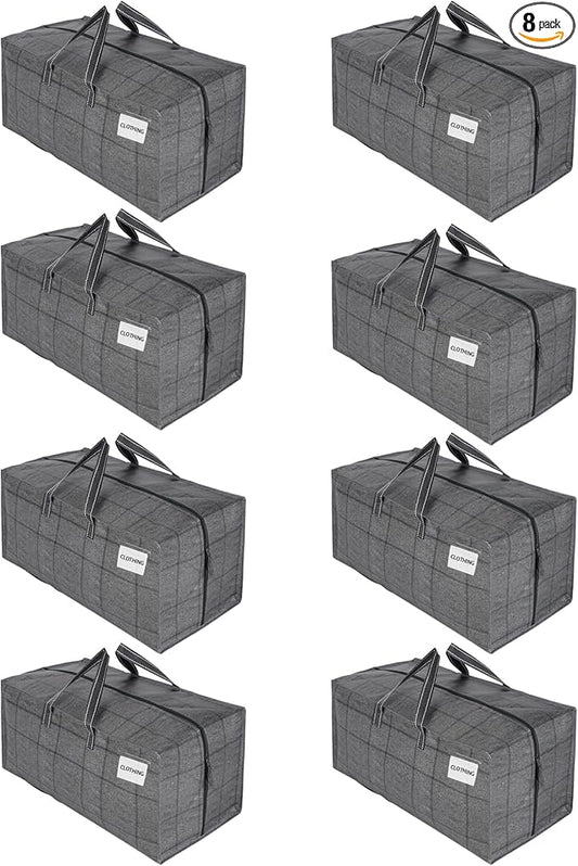 VENO 8 Pack Heavy Duty Moving Bags with Backpack Straps, Zippers & Handles, Extra Large Packing Bags for College Dorm Essentials, Moving Supplies Alternative to Cardboard Moving Boxes
