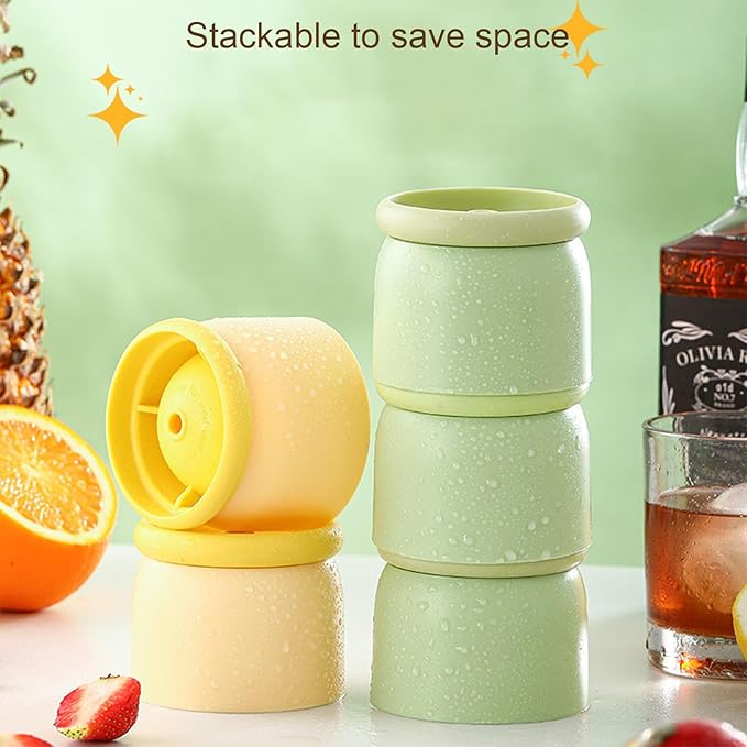 Round Ice Cube Molds Set of 4,Make 2.4 Inch Spherelce ice for Whiskey, Cocktails and Drinks.ice cubes trays for freezer,Stackable Easy Release Ice Cube tray, Spherical Ice Makers,2 Colours