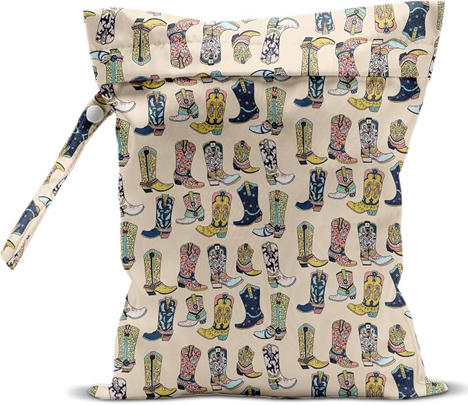 Waterproof Wet Bag for Swimsuit, Travel Beach Wet Dry Bag, Hidden Zipper Reusable Western Cowgirl Decor, for Travel Beach Wet Swimsuits Toiletries Diapers Laundry Bag