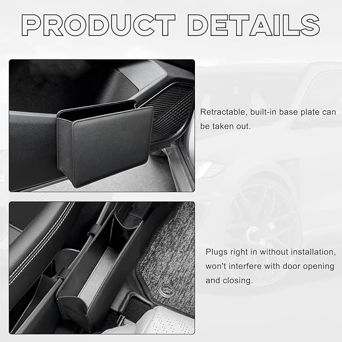 Yourkar Car Trash Can, Foldable Waterproof Leather Car Garbage Organizer Holder, Automotive Mini Dustbin Container with One Roll Trash Bag, Universal Interior Car Accessories (Beige)