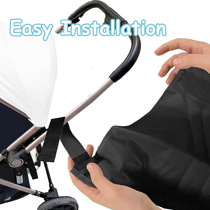 2 Pack Universal Side Sling Stroller Organizer with Mesh Cargo Net, Adjustable and Non-Slip Stroller Storage Bags, Portable Side Sling Stroller Cargo Net for Baby Accessories (Black)
