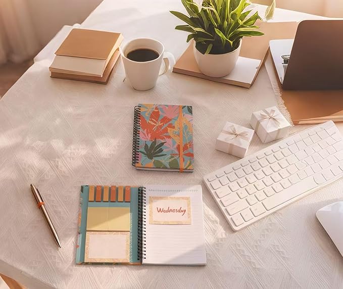 A5 Spiral Sticky Notebook,with 9 pads of decorated sticky notes and a handy notebook,Note Pads Teacher Appreciation Gift Writing Memo Pads School Office Supplies and Daily Life Organization (Autumn)